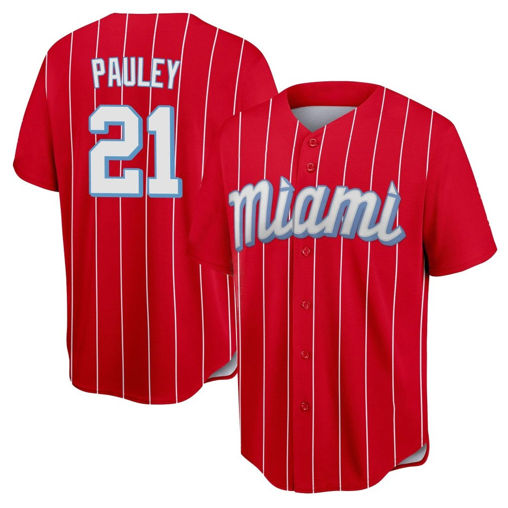 Blandc M.Marlins #21 Graham Pauley Player Red City Connect Home Game Stitched Jerseys