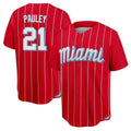 Blandc M.Marlins #21 Graham Pauley Player Red City Connect Home Game Stitched Jerseys