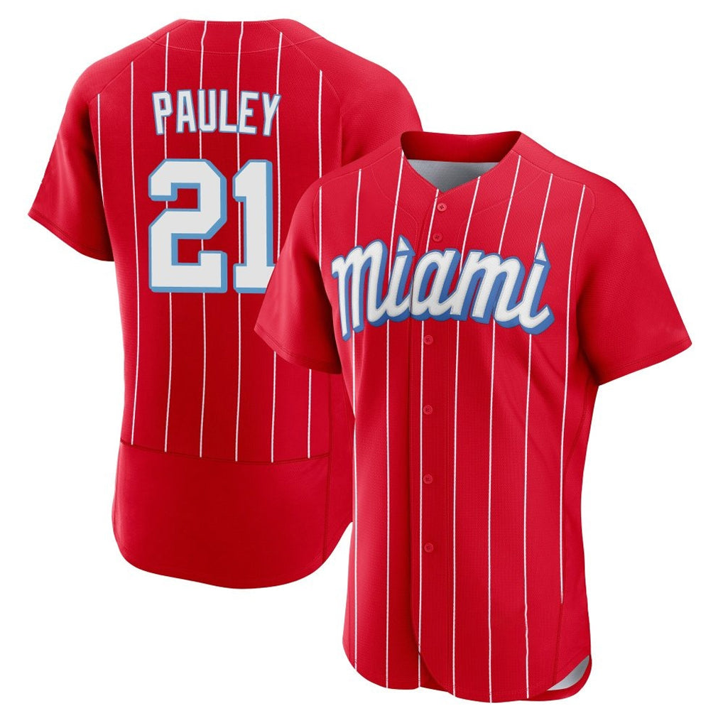 Blandc M.Marlins #21 Graham Pauley Player Red City Connect Home Limited Elite Stitched Jerseys