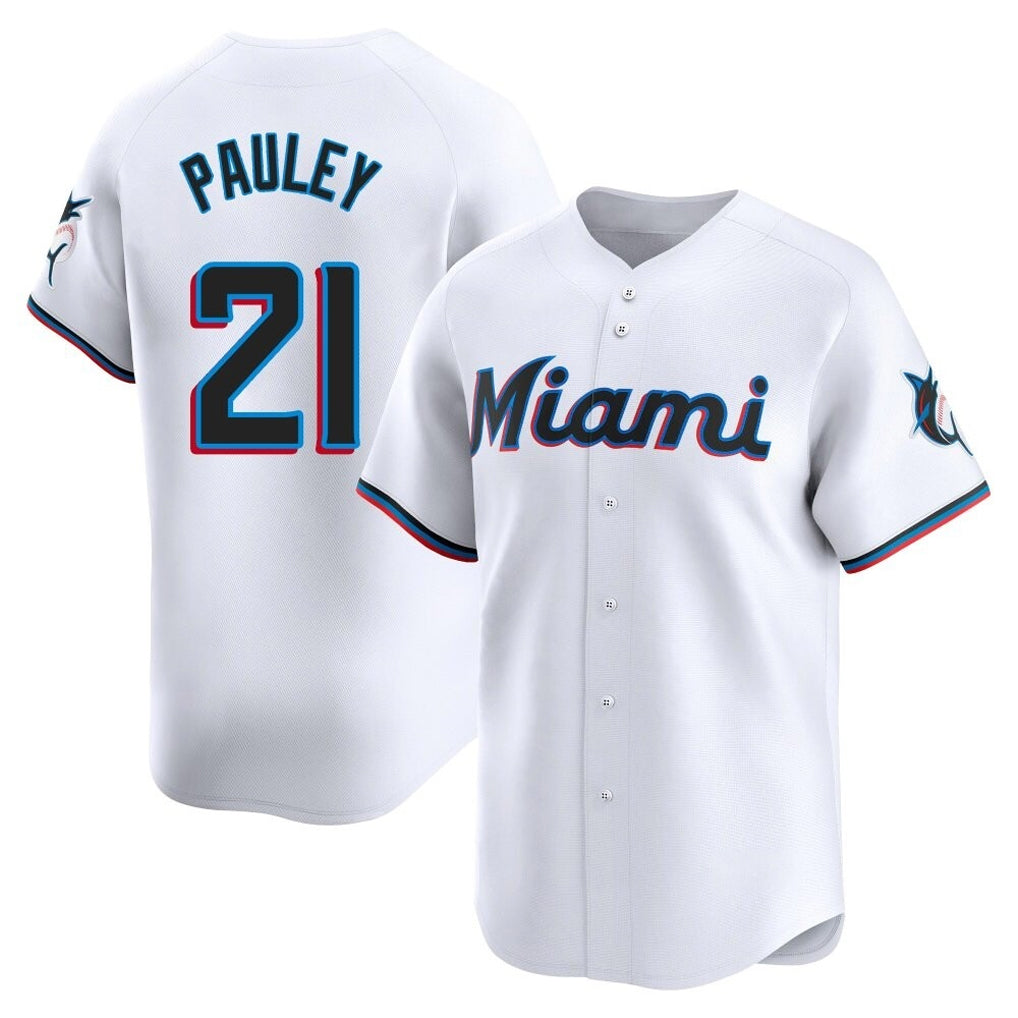 Blandc M.Marlins #21 Graham Pauley Player White  Home Limited Stitched Jerseys
