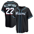 Blandc M.Marlins #22 Sandy Alcantara Player Black Fashion Out Home Game Stitched Jerseys