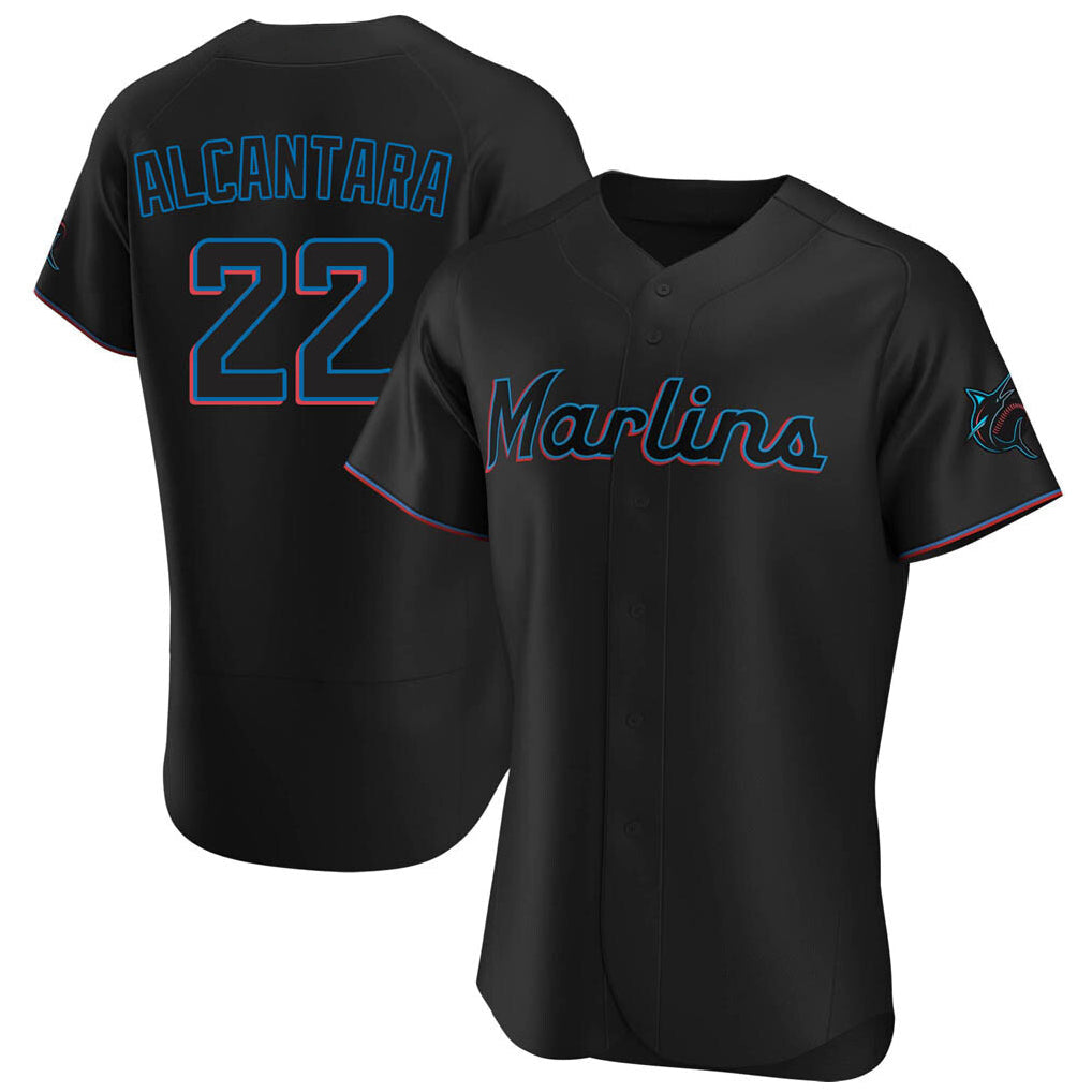 Blandc M.Marlins #22 Sandy Alcantara Player Black Home Limited Elite Stitched Jerseys
