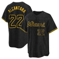 Blandc M.Marlins #22 Sandy Alcantara Player Black Snake Skin City Home Game Stitched Jerseys