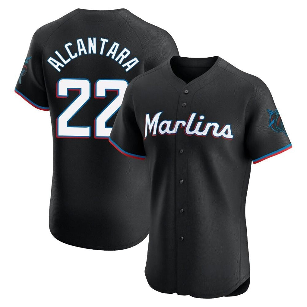 Blandc M.Marlins #22 Sandy Alcantara Player Black Vapor Home Limited Elite Stitched Jerseys
