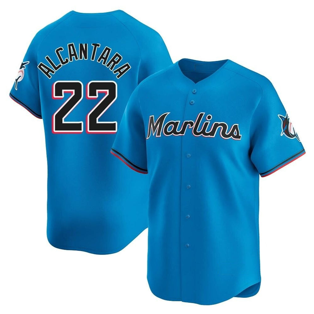 Blandc M.Marlins #22 Sandy Alcantara Player Blue Home Limited Stitched Jerseys