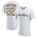 Blandc M.Marlins #22 Sandy Alcantara Player Gold  Home Limited Elite Stitched Jerseys
