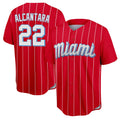 Blandc M.Marlins #22 Sandy Alcantara Player Red City Connect Home Game Stitched Jerseys