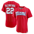 Blandc M.Marlins #22 Sandy Alcantara Player Red City Connect Home Limited Elite Stitched Jerseys