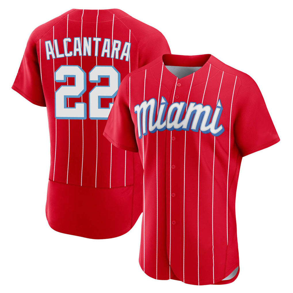 Blandc M.Marlins #22 Sandy Alcantara Player Red City Connect Home Limited Elite Stitched Jerseys