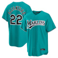 Blandc M.Marlins #22 Sandy Alcantara Player Teal  Home Game Stitched Jerseys