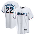 Blandc M.Marlins #22 Sandy Alcantara Player White Home Game Stitched Jerseys