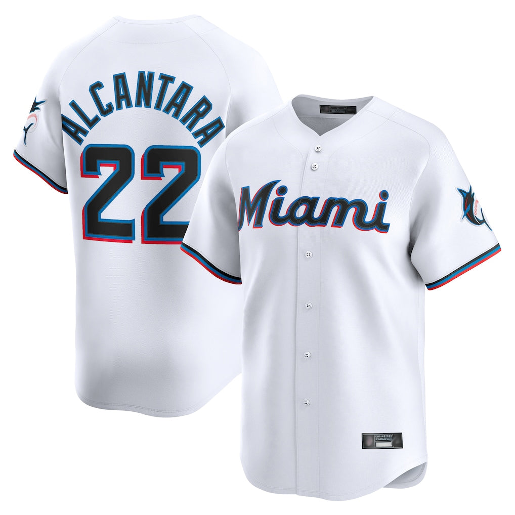 Blandc M.Marlins #22 Sandy Alcantara Player White Home Limited Stitched Jerseys