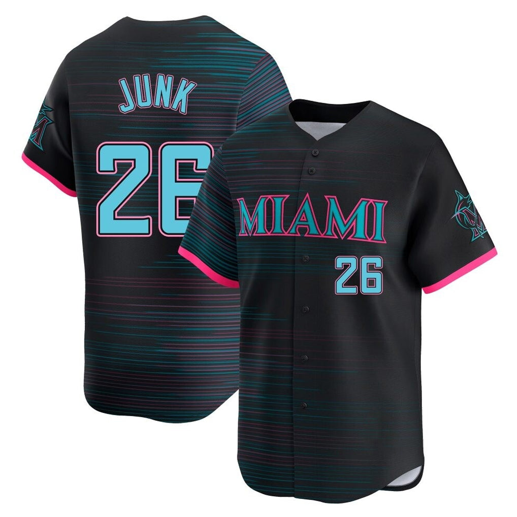 Blandc M.Marlins #26 Janson Junk Player Black City Connect Home Limited Stitched Jerseys