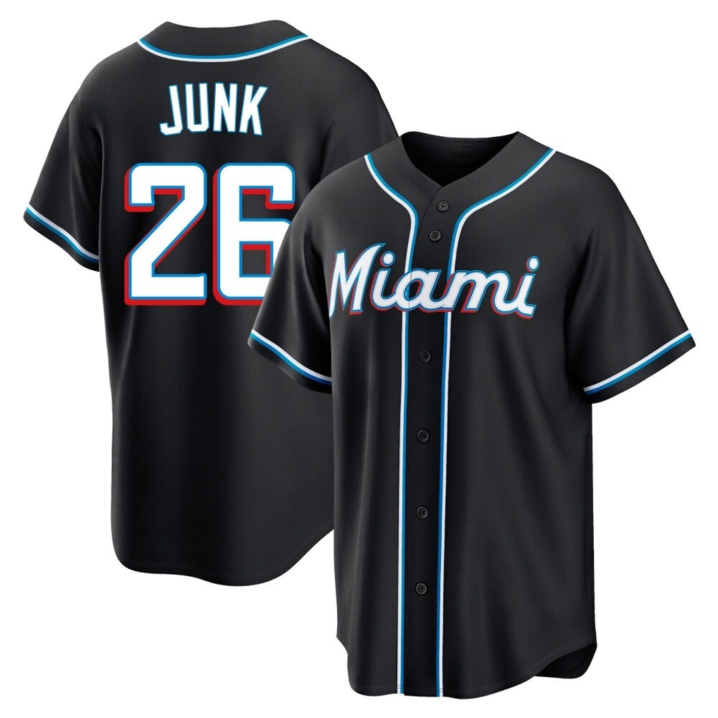 Blandc M.Marlins #26 Janson Junk Player Black Fashion Out Home Game Stitched Jerseys