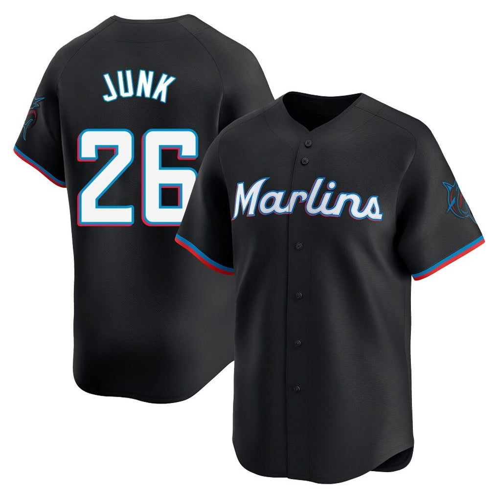 Blandc M.Marlins #26 Janson Junk Player Black Home Limited Stitched Jerseys