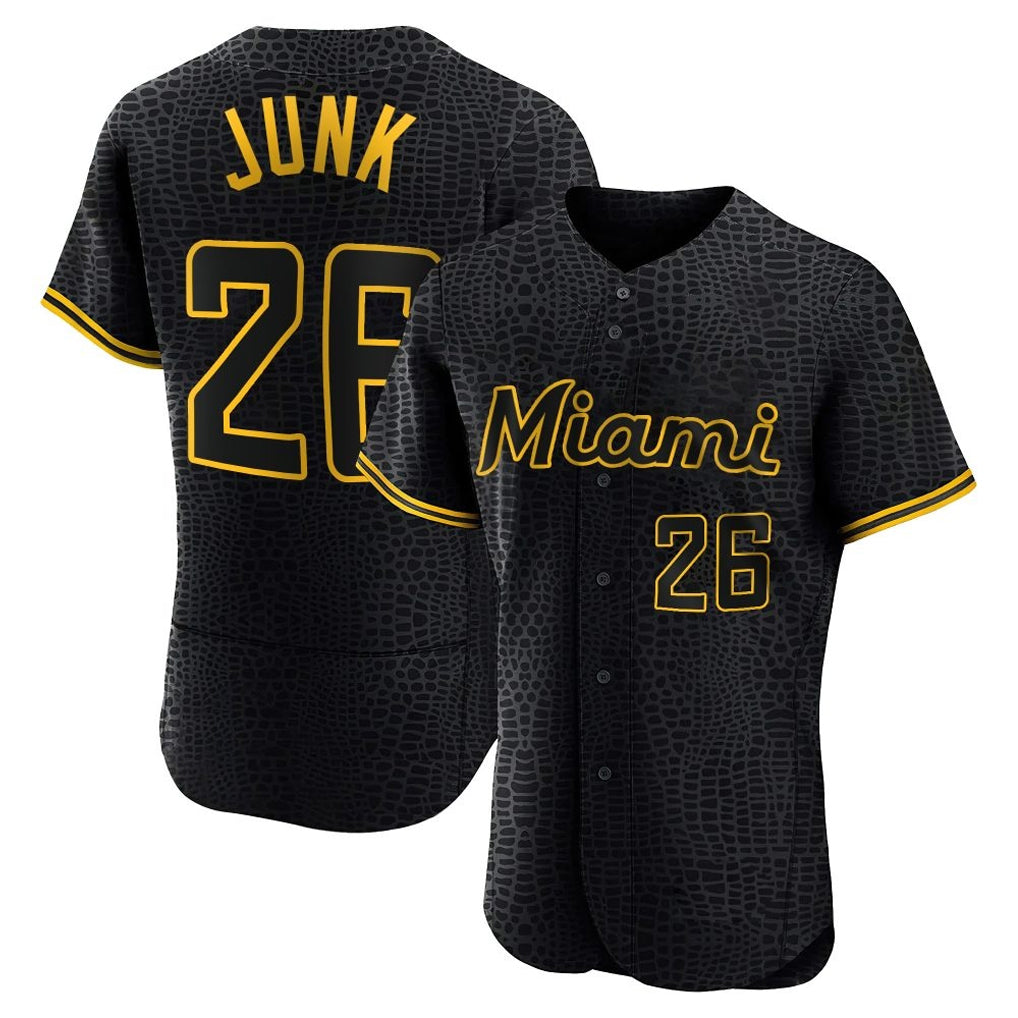 Blandc M.Marlins #26 Janson Junk Player Black Snake Skin City Home Limited Elite Stitched Jerseys