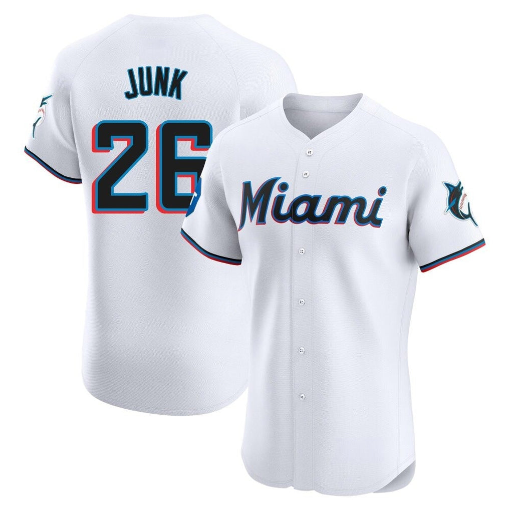 Blandc M.Marlins #26 Janson Junk Player White Home Limited Elite Stitched Jerseys