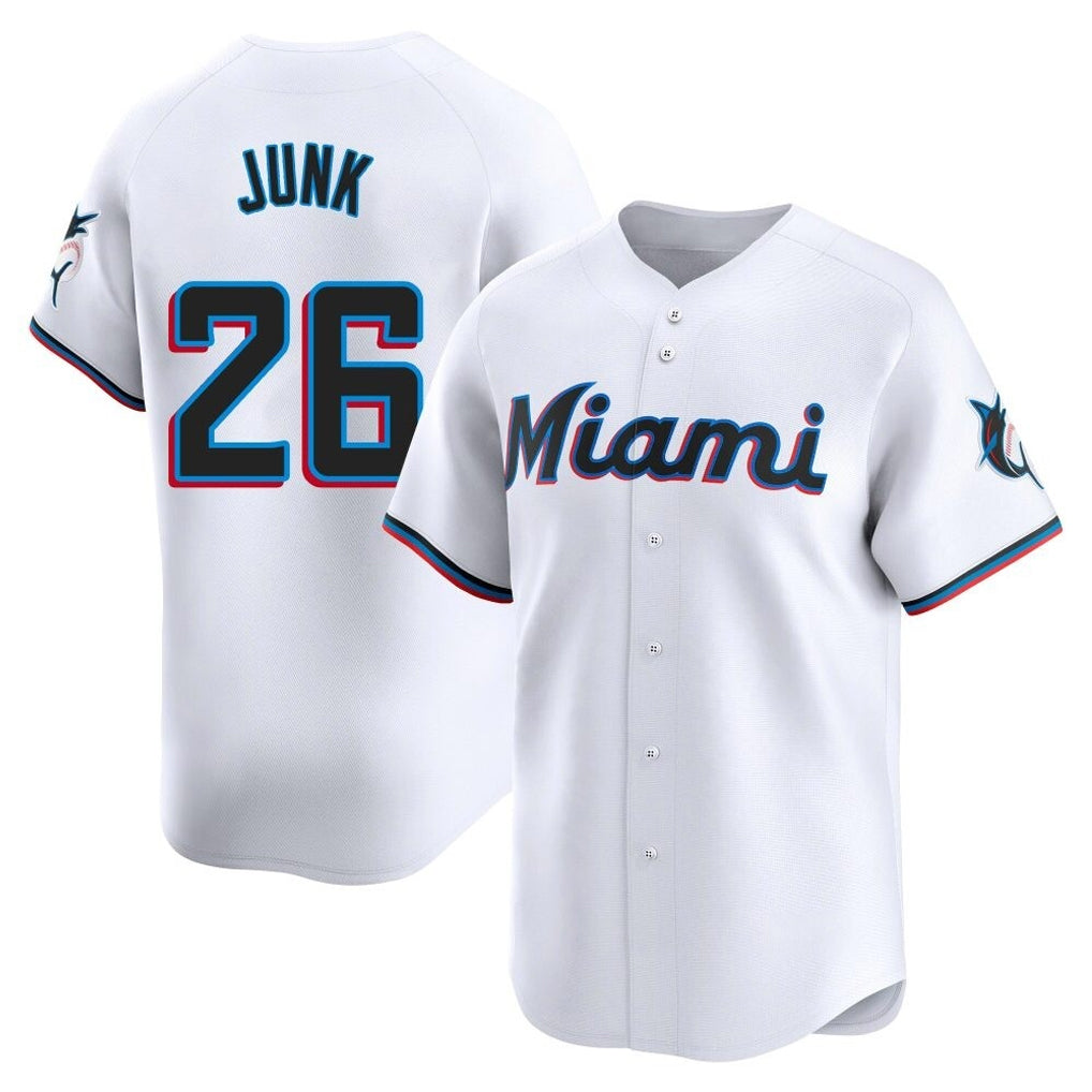 Blandc M.Marlins #26 Janson Junk Player White Home Limited Stitched Jerseys