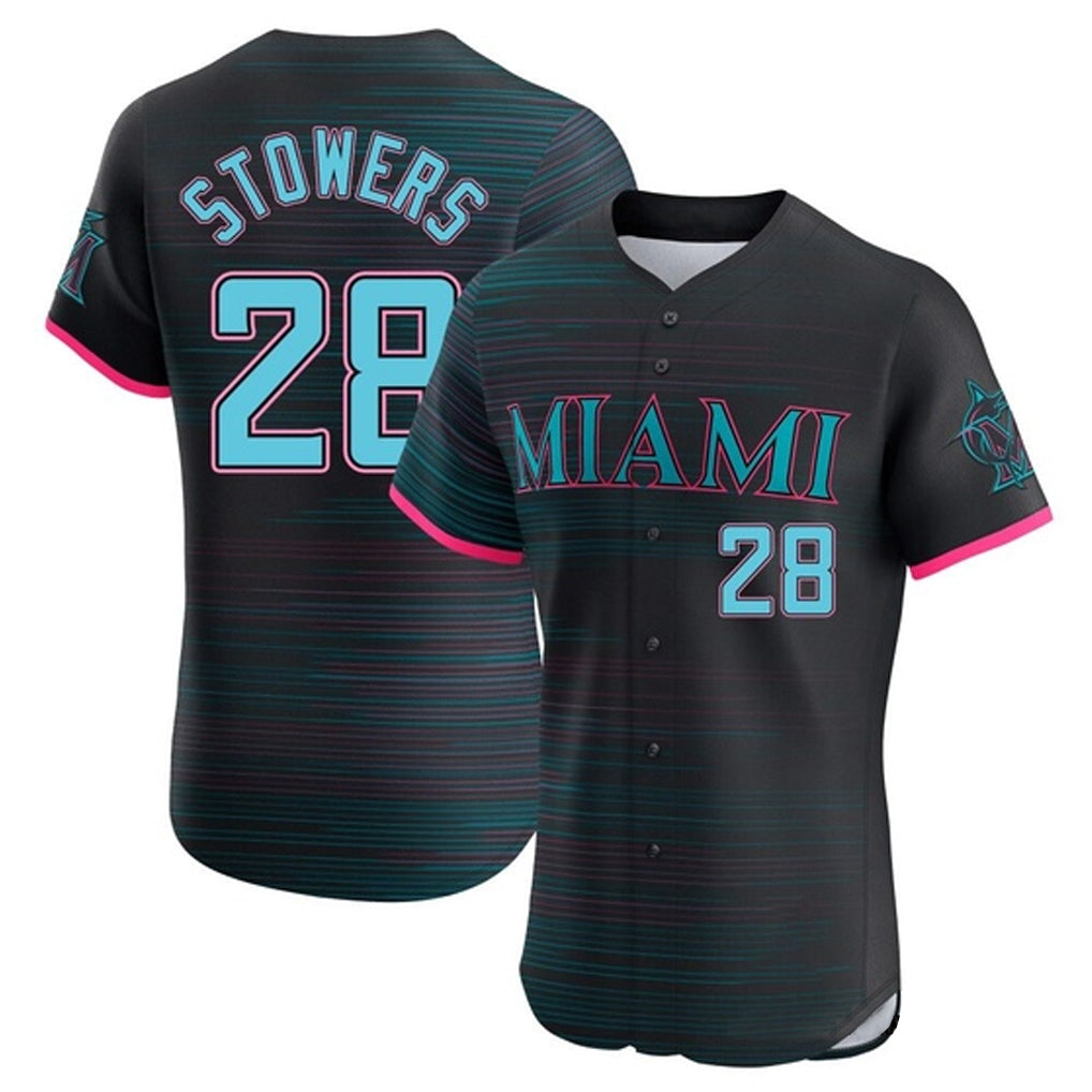Blandc M.Marlins #28 Kyle Stowers Player Black City Connect Home Limited Elite Stitched Jerseys