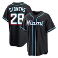 Blandc M.Marlins #28 Kyle Stowers Player Black Fashion Out Home Game Stitched Jerseys