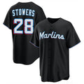 Blandc M.Marlins #28 Kyle Stowers Player Black  Home Game Stitched Jerseys