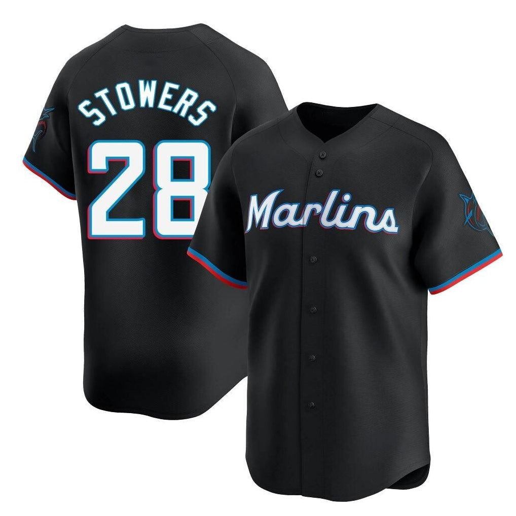 Blandc M.Marlins #28 Kyle Stowers Player Black Home Limited Stitched Jerseys