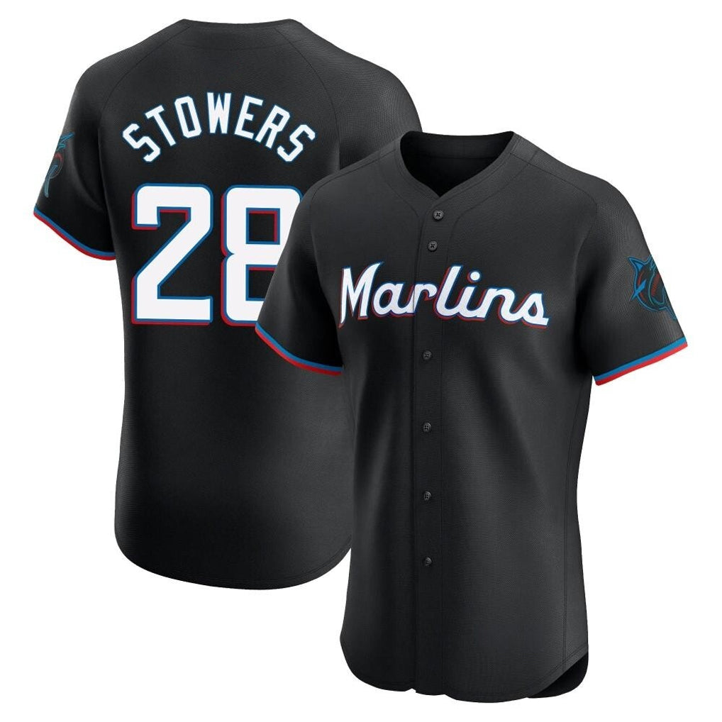 Blandc M.Marlins #28 Kyle Stowers Player Black Vapor Home Limited Elite Stitched Jerseys
