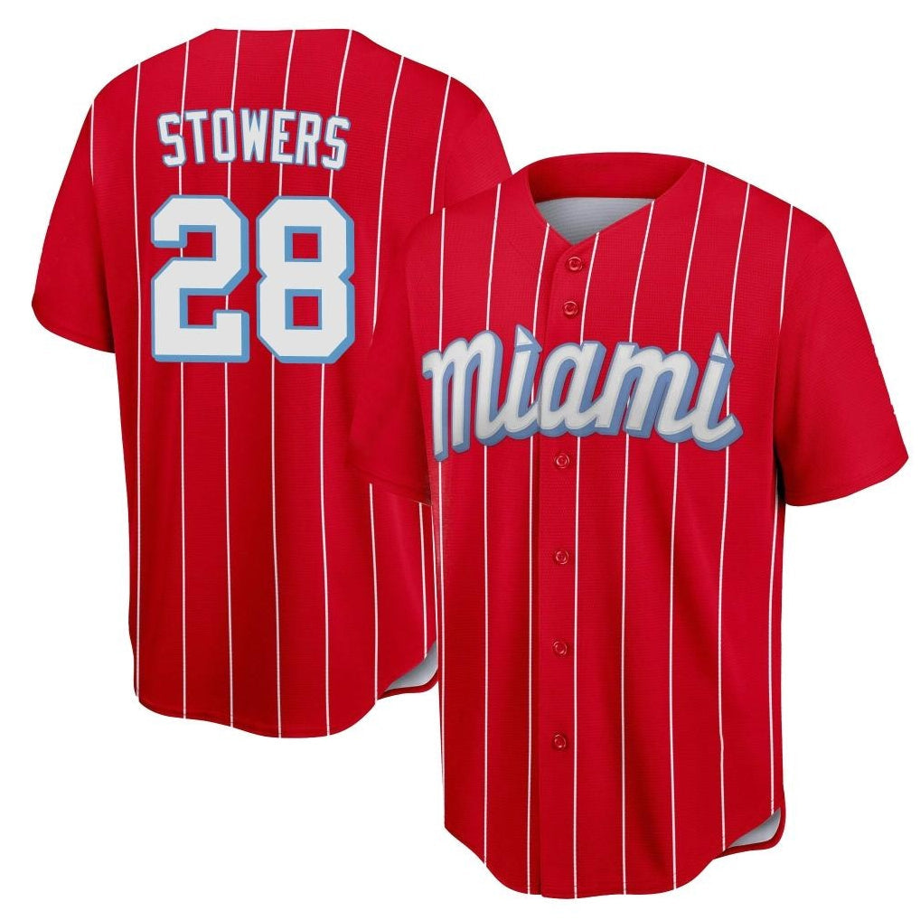 Blandc M.Marlins #28 Kyle Stowers Player Red City Connect Home Game Stitched Jerseys