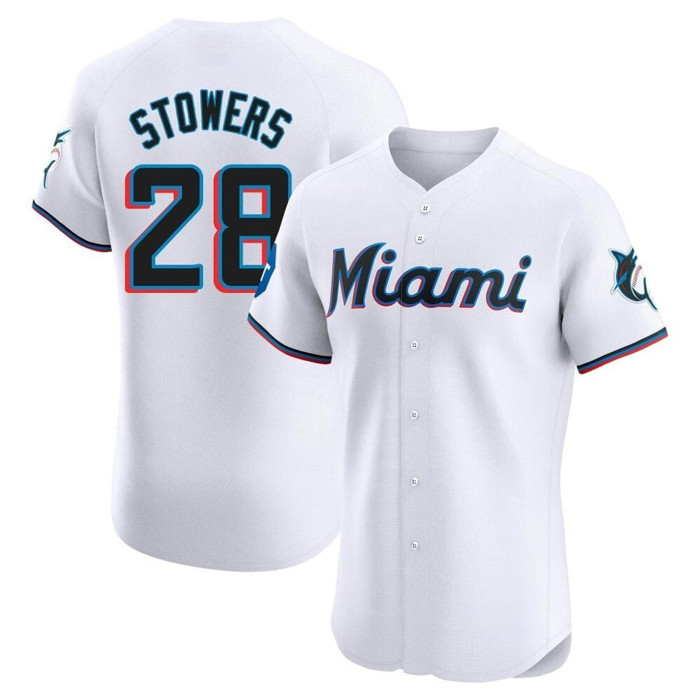 Blandc M.Marlins #28 Kyle Stowers Player White  Home Limited Elite Stitched Jerseys