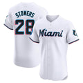 Blandc M.Marlins #28 Kyle Stowers Player White  Home Limited Elite Stitched Jerseys
