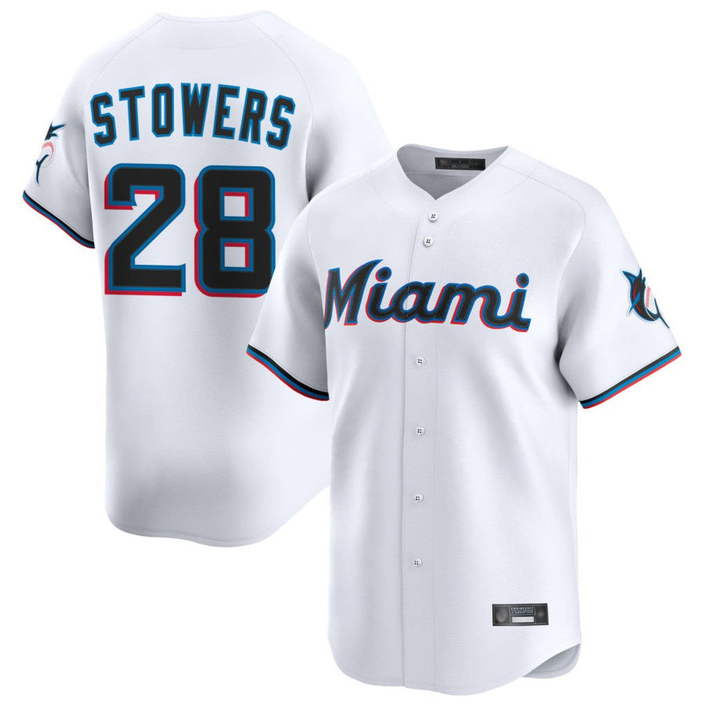 Blandc M.Marlins #28 Kyle Stowers Player White  Home Limited Stitched Jerseys