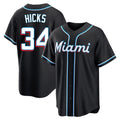 Blandc M.Marlins #34 Liam Hicks Player Black Fashion Out Home Game Stitched Jerseys