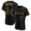 Blandc M.Marlins #34 Liam Hicks Player Black Snake Skin City Home Limited Elite Stitched Jerseys