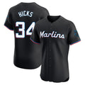 Blandc M.Marlins #34 Liam Hicks Player Black Vapor Home Limited Elite Stitched Jerseys