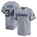 Blandc M.Marlins #34 Liam Hicks Player Gray Home Limited Stitched Jerseys