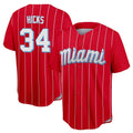 Blandc M.Marlins #34 Liam Hicks Player Red City Connect Home Game Stitched Jerseys