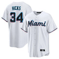 Blandc M.Marlins #34 Liam Hicks Player White  Home Game Stitched Jerseys