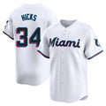 Blandc M.Marlins #34 Liam Hicks Player White  Home Limited Stitched Jerseys