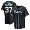 Blandc M.Marlins #37 Anthony Bender Player Black Fashion Out Home Game Stitched Jerseys