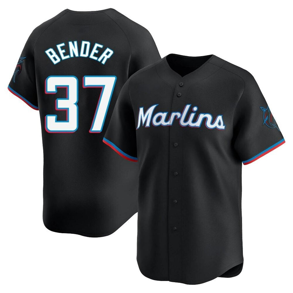 Blandc M.Marlins #37 Anthony Bender Player Black  Home Limited Stitched Jerseys