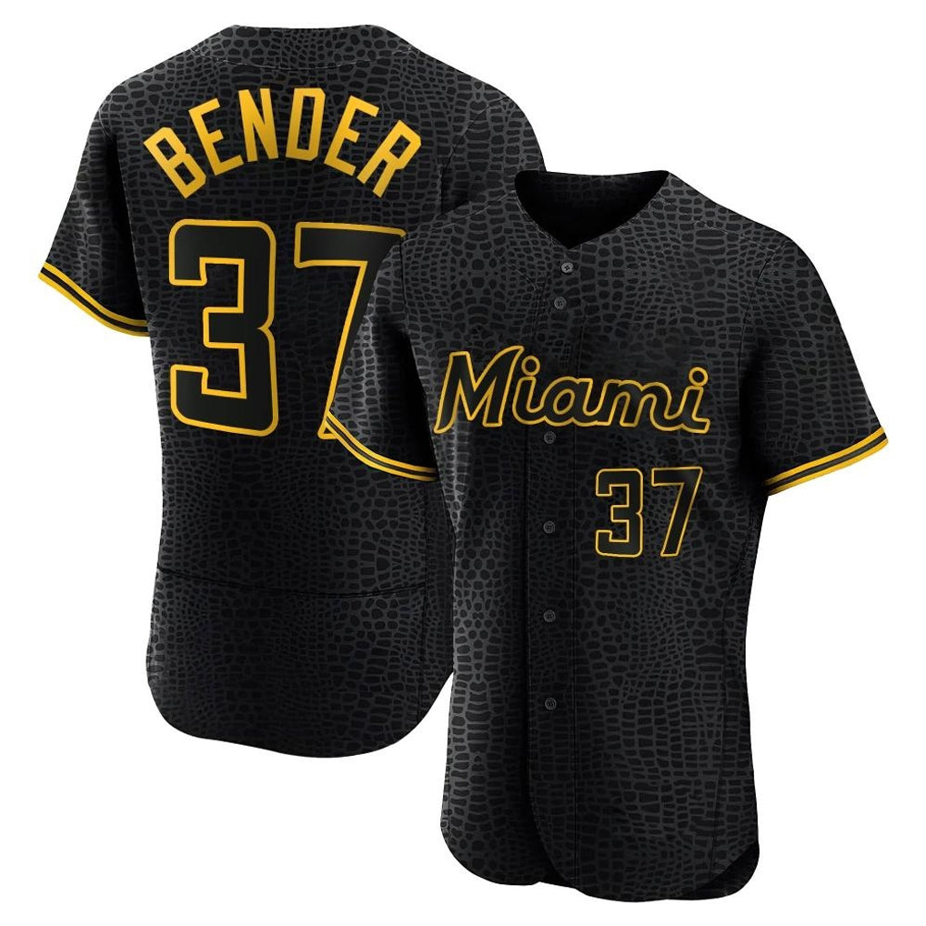 Blandc M.Marlins #37 Anthony Bender Player Black Snake Skin City Home Limited Elite Stitched Jerseys