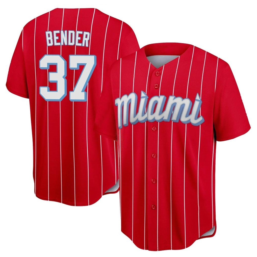 Blandc M.Marlins #37 Anthony Bender Player Red City Connect Home Game Stitched Jerseys