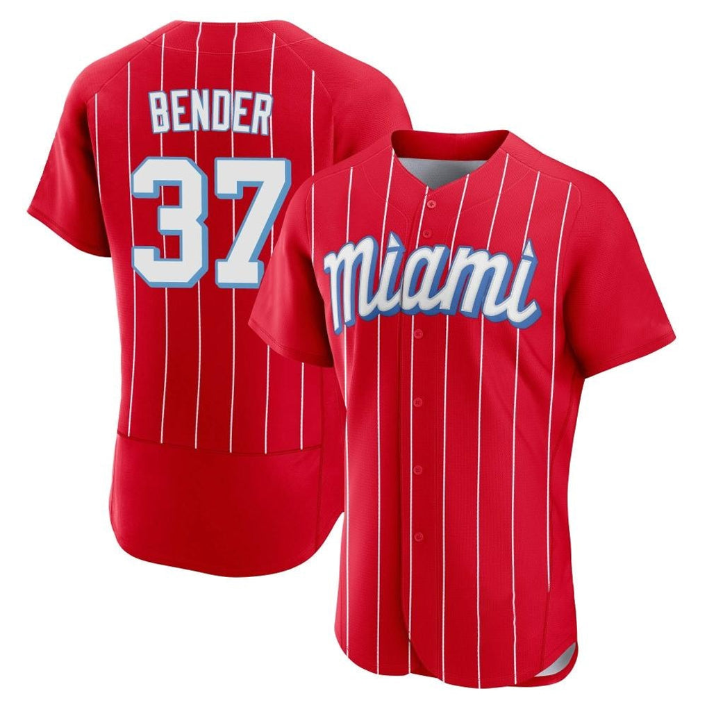 Blandc M.Marlins #37 Anthony Bender Player Red City Connect Home Limited Elite Stitched Jerseys