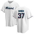 Blandc M.Marlins #37 Anthony Bender Player White  Home Game Stitched Jerseys