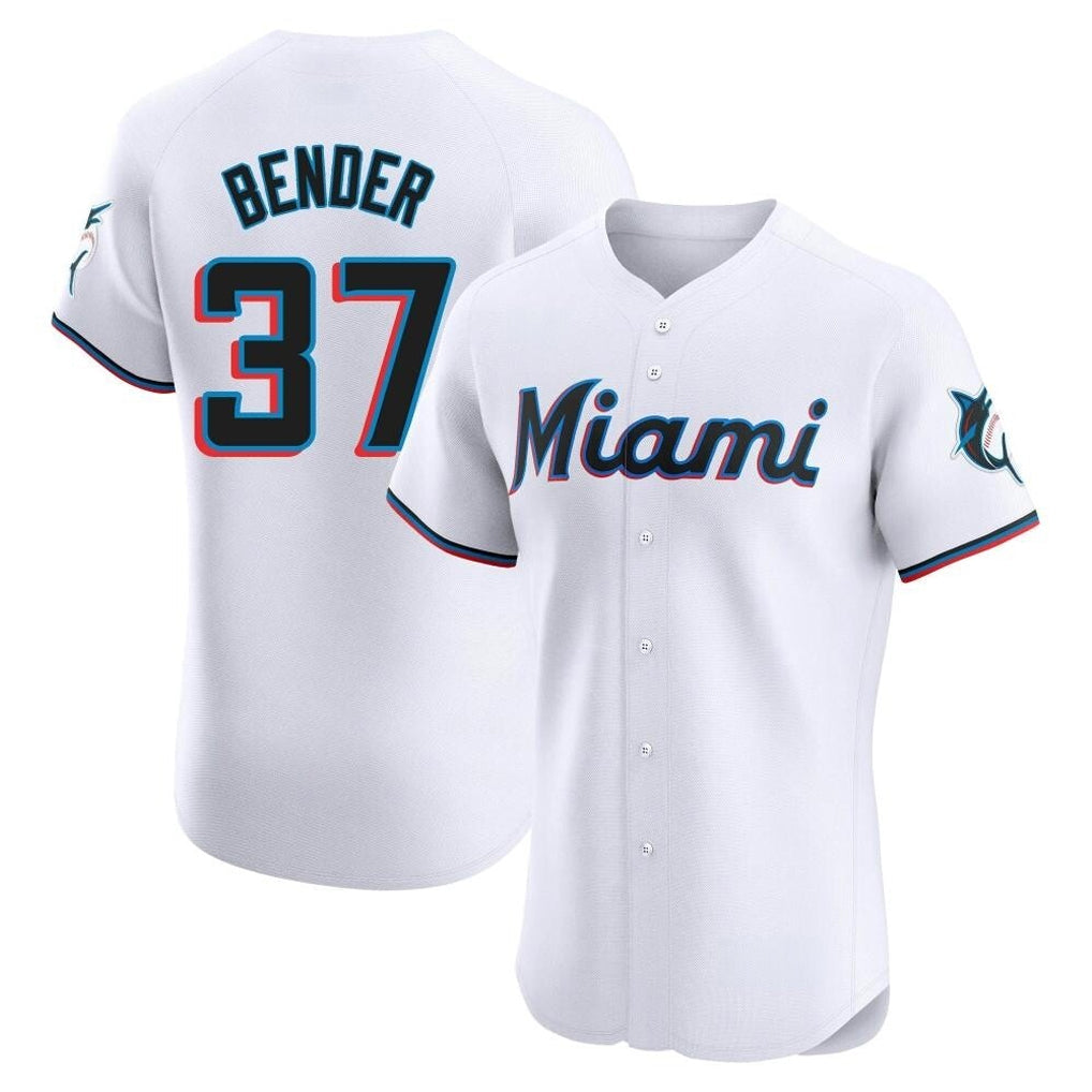 Blandc M.Marlins #37 Anthony Bender Player White  Home Limited Elite Stitched Jerseys