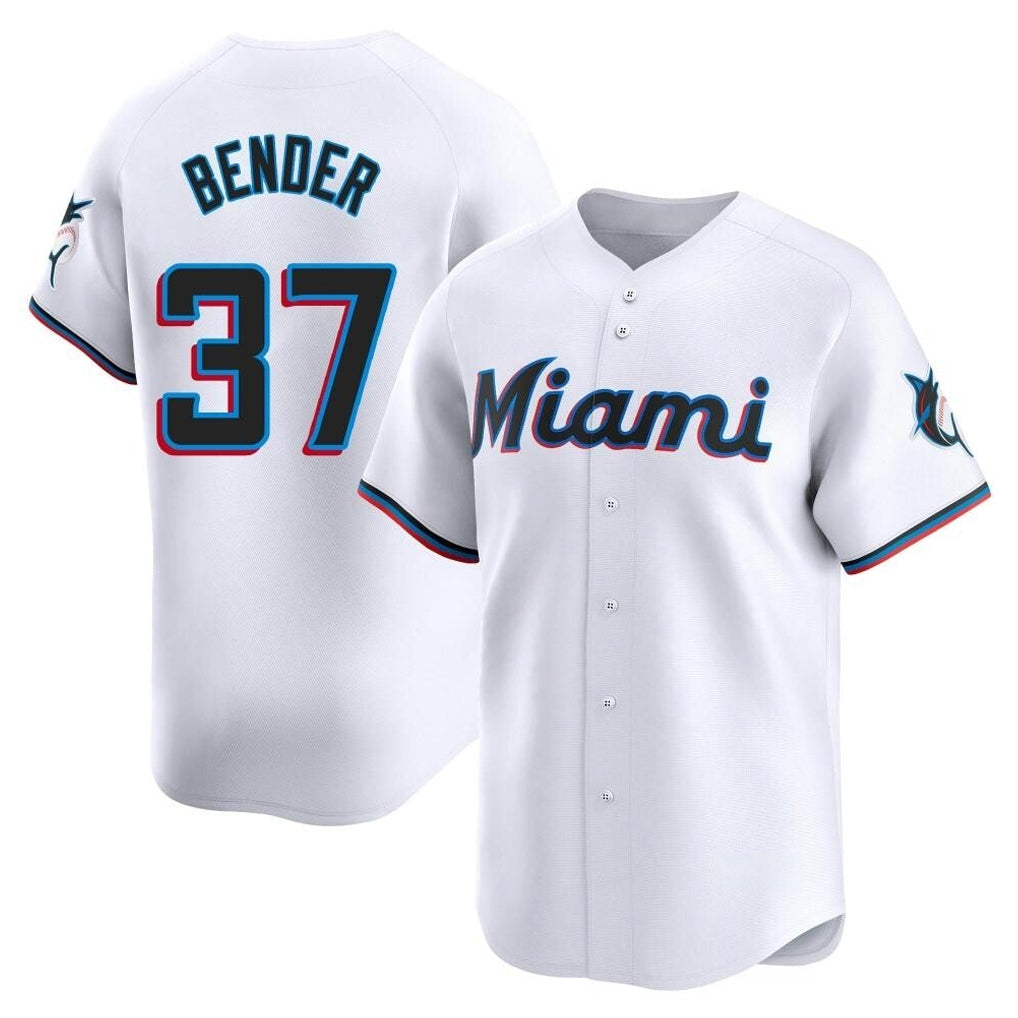 Blandc M.Marlins #37 Anthony Bender Player White  Home Limited Stitched Jerseys