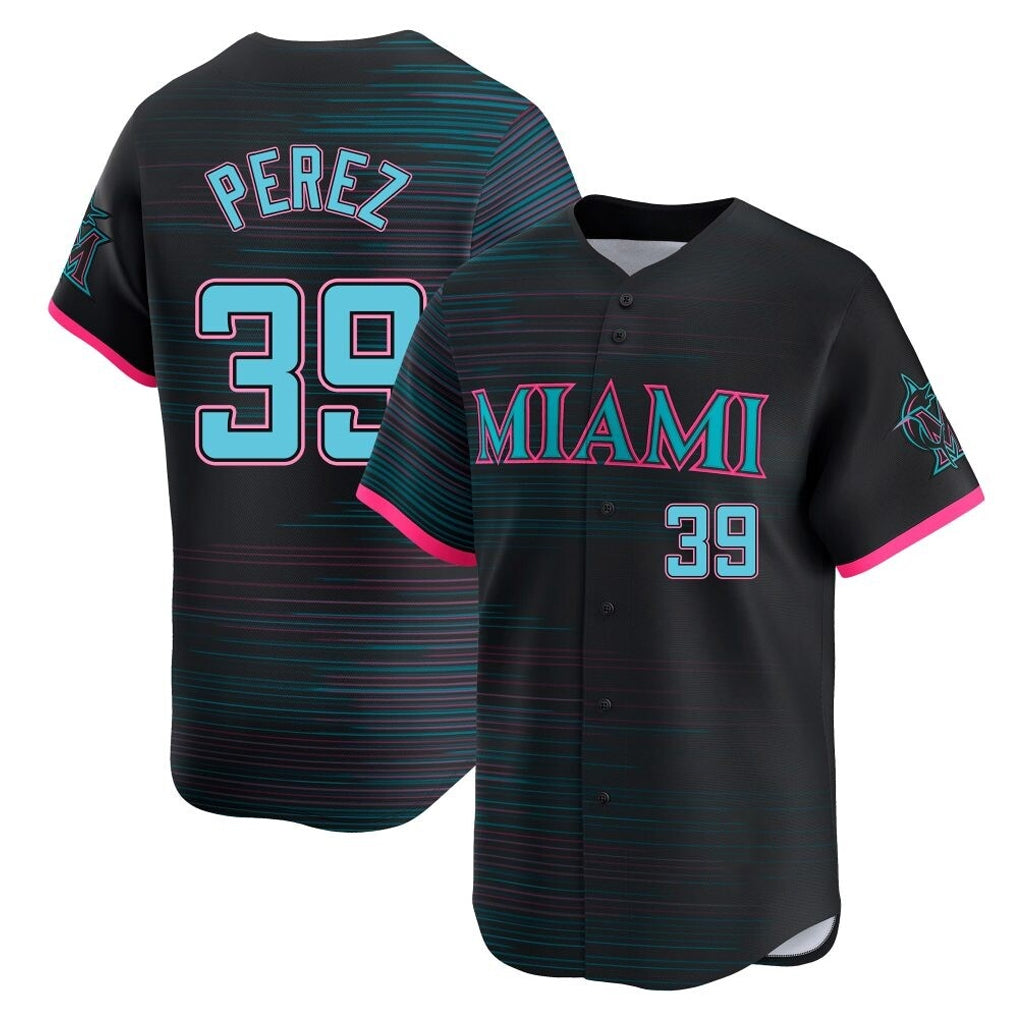 Blandc M.Marlins #39 Eury Perez Player Black City Connect Home Limited Stitched Jerseys