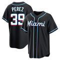 Blandc M.Marlins #39 Eury Perez Player Black Fashion Out Home Game Stitched Jerseys