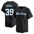 Blandc M.Marlins #39 Eury Perez Player Black  Home Limited Stitched Jerseys