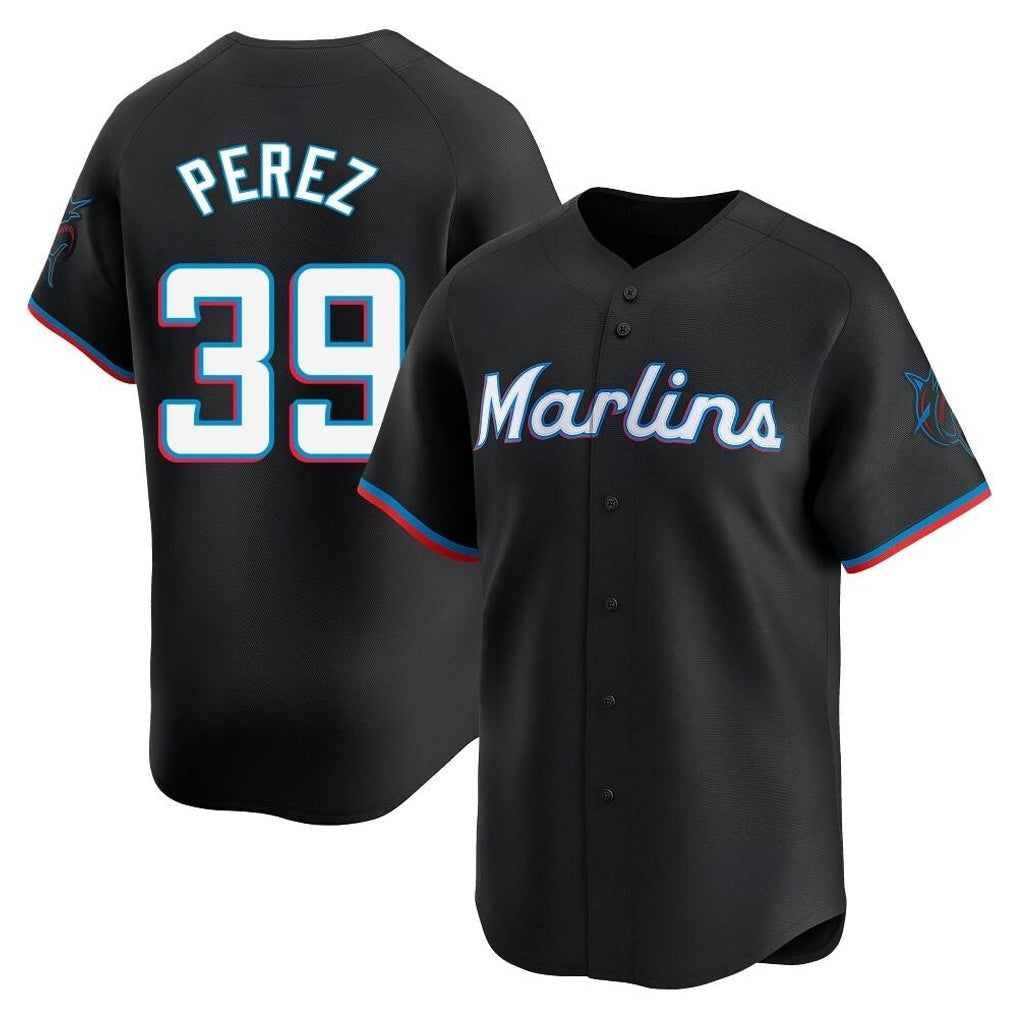 Blandc M.Marlins #39 Eury Perez Player Black  Home Limited Stitched Jerseys